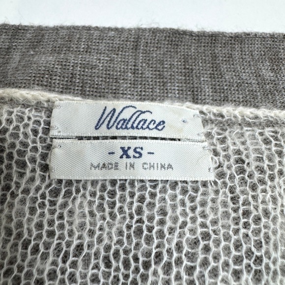 WALLACE J.Crew Wool Alpaca Cardigan Sweater XS Brown Double Layer Zip Pockets - Picture 3 of 10